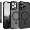 YUANDMI Cover Magnetica per iPhone 12 Pro Max Compatibile con MagSafe, Custodia Per iPhone 12 Pro Max Traslucida Opaca Case Ultra-Sottile Silicone Anti-Scivolo Resistente ai Graffi, Nero