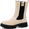 QUEEN HELENA Stivali Chelsea Stivaletti Lucidi Donna X29-55 Beige 36