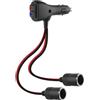 RIIEYOCA Spaccatore di Accendisigari da 12V con Interruttore Indipendente, 1 Spina con Interruttore a 2 Prese Doppio Adattatore Accendisigari Cavo di Prolunga con Fusibile 15A (0,3m / 1ft)