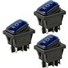 ETOPARS 3 Pezzi 12V 20A Interruttore a Bilanciere per Auto Luminoso a LED Blu Nebbia Interruttore a Levetta Momentaneo Impermeabile Rotondi Pulsante 6 Pin ON off ON