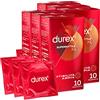 Durex Supersottile XL Preservativi Extra Large Uomo Lattice di Gomma Naturale Trasparenti Lubrificati Forma Easy-On con Serbatoio Vestibilità Ampia Spessore Sottile - 6 Confezioni da 10 Profilattici