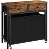 HOOBRO Cesto Portabiancheria, Porta Biancheria, Carrello per Lavanderia, con Ruote e 2 Cassetti, 3 Scomparti da 30 L, Organizzatore con Piano e Gancio, Marrone Vintage e Nero EBF79XY01