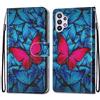 Mo-Somnus Cover per Samsung Galaxy A32 5G, Custodia in PU Pelle Magnetica Libro Flip Caso Antiurto Portafoglio [Supporto Stand] con Porta Carte e Cinturino da Polso Wallet Case (Farfalla)