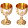 Beufee 2Pcs Coppa del Calice d'Oro, Tazza di Vino in Metallo Goffrato Vintage Fatto a Mano Calice di Vino Corto Tazza di Liquore di Vino in Rilievo Bicchiere da Colpo per Bar di Casa(02)