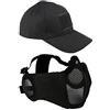 AOUTACC - Maschera in rete per softair con protezione per le orecchie e berretto da baseball regolabile, set per cosplay/CS/caccia/paintball/tiro (Nero)