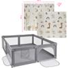 MS - MS Parco giochi XXL 180×200 con Alfombra Fancy 8911 Elefante con doppio design