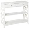 Easycomfort Tavolo Consolle con 2 Cassetti e 2 Mensole, Mobile da Ingresso e Soggiorno in MDF, 100x30.5x80cm, Bianco