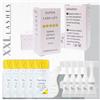 XXL Lashes 10 dosi individuali lifting di ciglia e sopracciglia, 5 bustine gel permanente e 5 mini tubetti lozione fissante per sollevamento ciglia, laminazione sopracciglia, tempo reazione 2-5 min, vegano