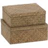BigBuy Home Set di scatole decorative beige DMF 24 x 19 x 10 cm (2 pezzi)