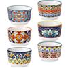 vancasso SIMI Pirottini per Soufflé Set, 6 X 120 ml Stampi per Soufflé, Mini Ciotole in Porcellana per Creme Brulè, Set da Stampi a Prova di Forno per Crema Pasticcera, Budino, Ø 8 cm, Stile Boho
