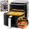 Taylor Swoden Friggitrice ad aria 6,5L XXL con doppia resistenza, 8 funzioni, finestra di visualizzazione e griglia antiaderente - Perfetta per 3-6 persone, nera
