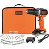 Black & Decker Trapano a Percussione a Batteria 1250 g/min 21.250 colpi/min con 80 Accessori - BDCHD 12 S1A