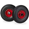 relaxdays Set di 2 Ruote per Carrelli a Mano, Gomma Piena Antipanne, ASSE 25mm, 150kg, Max, 260x85mm, Nero-Rosso