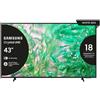 Samsung TV Crystal UHD 4K 43'' UE43DU8070UXZT Smart TV Wi-Fi Black 2024, Processore Crystal 4K, 4K Upscaling, AirSlim Design, OTS Lite