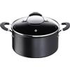 Lagostina Tempra, Casseruola Fonda 20 cm con Coperchio, Rivestimento in Titanium Antiaderente Antigraffio e Fondo in Acciaio Inox, Manici Rivettati, per Tutte le Fonti di Calore Inclusa Induzione