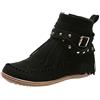 Generisch Stivali da donna neri gotici, stivali western da donna marrone con frange marrone nero stivaletti con lacci piatti corti eleganti stivali invernali sexy, Nero , 38