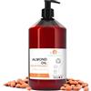 B.O.T cosmetic & wellness Olio di Mandorle Biologico, Estratto a Freddo, Puro, Naturale. Olio per Massaggi, Capelli e Ciglia, Idratante Corpo (Mani, Unghie), Viso (Anti-Aging), Smagliature in Gravidanza - 500 ml