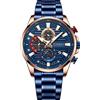 Generic Orologi da uomo cronografo cinturino in acciaio blu data orologio analogico al quarzo business casual moda orologi da polso per uomo, Blu, L