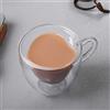 RTYUSWL Tazze da Caffè in Vetro a Forma di Cuore a Doppia Parete Tazze da Tè Trasparenti Isolate con Manico Tazze da Caffè Espresso in Vetro Uniche per Caffè Cappuccino Latte Latte(80 ml)