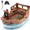 COSTWAY Castello Gonfiabile a Forma di Nave Pirata, Nave Pirata Gonfiabile con Spada e Cappello, Ventilatore Incorporato e Mappa del Tesoro, per 2 bambini 3 Anni+, Capacità di Carico 54 kg