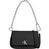 Calvin Klein Donna Borsa a Spalla Minimal Monogram con Tracolla a Catenella, Nero (Na Black), Taglia Unica