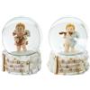 DRW Set di 8 palline da neve con figura di un angelo in resina in tonalità naturali, 7 x 7 x 9 cm
