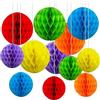 CC wonderland zone 12 palline di carta arcobaleno a nido d'ape, carta velina colorata per decorazioni di carnevale, decorazioni per feste (6 pollici e 10 pollici)