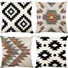 ZHAOMIMI Set di 4 Cuscini Divano colorato Geometrico Cotone Biancheria Decorativo Copricuscini Divano 45x45cm (Mosaico nero marrone)