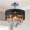 SM Saint Mossi Saint Mossi 33 cm Cromato Moderno Lampadario di Cristallo K9 Illuminazione LED 3-Light Plafoniera Lampada a Sospensione per Sala da Pranzo Bagno Goccia di Pioggia Apparecchio Luce
