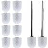 Daloual - 10 testine di ricambio per WC di colore bianco, Ø ca. 6,5 cm + 2 manici in acciaio inox da 26,5 cm - Scopino per WC - Scopino per WC - Intercambiabile - Design moderno - di alta qualità -