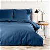 VEL VET HOME VelvetHome Deluxe Set Copripiumino Singolo 155x220 e Federa 80x80 100% cotone traspirante certificata Oeko-Tex Biancheria da letto 155x220cm di alta qualità con chiusura lampo 2 pezzi Blu scuro