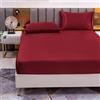 Jemiipee Lenzuola con Angoli in Raso Tinta Unita, Letto Matrimoniale Maxi 180x200 cm - Lenzuola Sotto con Angoli Transpirante e Lavabile, Rosso Vino