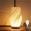 UYKKE Lampada da comodino base in legno - Lampada da tavolo con controllo a pulsante per camera da letto dimmerabile in 12 modi, con paralume in PLA per soggiorno (Bianco-F, Grande)