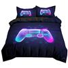 Sticker Superb. Set Biancheria da Letto per Bambini e Ragazzi con Videogiochi e Giochi Stampa Poliestere Copripiumino Gamer Una Piazza e Mezza 200x200 cm e Federa Gamepad Stampato (Viola,200 x 200 cm)