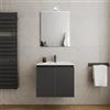 DEGHI Mobile bagno sospeso 60 cm antracite cannettato con lavabo e specchio - Nerk