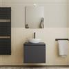 DEGHI Mobile bagno sospeso 60 cm antracite cannettato con top e specchio - Nerk