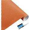 NewL Pellicola Vinile Auto Adesiva Carbonio 3D Arancione 50 x 152 cm | Texture fibra di carbonio 3D, attrezzi installazione inclusi, canali scarico aria, estensibile, adatto per auto, moto, mobili
