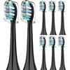 Rebeool 8 spazzole di ricambio compatibili con Philips Sonicare 5100, 4500, 4300, 3100, pulizia dei denti superiore con innovative testine a forma di W, nero