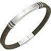 Breil, Collezione Light Cuff, Bracciale da Uomo in Acciaio Satinato e Silicone Nero, Chiusura a Pulsante, Regolabile, Lunghezza 22 cm, Dimensioni Regolabili fino a 17 cm