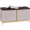 SoBuy Panca Scarpiera Ingresso con Seduta, Cassapanca Contenitore da Interno con 2 Ante, in Legno ingegnerizzato + Bambù 90x34x46cm Cachi FSR117-KA