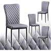 JaHECOME Set di 4 sedie da sala da pranzo, stile scandinavo, grigio elegante, rivestimento in similpelle, moderna da cucina, sala da pranzo o tavolo da pranzo (4, grigio poliuretano)