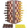 WEofferwhatYOUwant Scacchiera Magnetica 2-in-1 - Set da Viaggio con Dama - Tavola Pieghevole da 31,5 cm Color Legno - Pezzi in Plastica con Feltro - Gioco Portatile per Bambini e Adulti - Idea Regalo