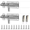 CYIOU 2 Pezzi Chiavistello Porta con 12 Pcs Viti Serratura Porta Chiavistello Con Foro per Lucchetto Chiavistello per Porta in Legno Acciaio Inossidabile 304 per Magazzino Porte Finestre