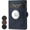 slimpuro ZNAP Airtag Wallet in pelle premium | Porta carte di credito da uomo | Portafoglio | Blocco RFID & Slim Wallet I Custodia per carte di credito Air Tag Portafoglio Uomo - 8 carte - Blu, Blu, 8,