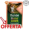 Monge Cat Bwild Grain Free Adult Sterilizzato Bocconcini Salmone - Bustina Da 85 Gr - CONFEZIONE RISPARMIO