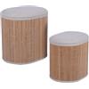 DRW Set di 2 pouf portaoggetti in legno con coperchio imbottito in grigio 43 x 35 x 44 cm