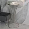 Dmora Tavolino da Salotto Sitnica, Tavolo Basso da caffè, Portariviste per Divano, Ripiano da Soggiorno, Argento, 50x50 h100 cm