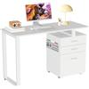 BAKAJI Scrivania con Cassettiera 3 Cassetti Tavolo da Lavoro Porta Pc Computer in Legno con Struttura in Acciaio Design Moderno 120 x 50 x 75 cm Arredamento Casa Ufficio Cameretta (Bianco)