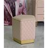 Dmora Pouf Teles, Poltrona Multiuso, Scendiletto, Pouf poggiapiedi, 38x38 h38 cm, Rosa e Oro
