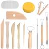Longivia® 13 Strumenti per Modellare Argilla Professionali in Legno di Faggio, Sculpture Tools Set, Attrezzi per Modellazione di Das e Ceramica, Stecche di Legno e Mirette per Argilla - Kit Utensili